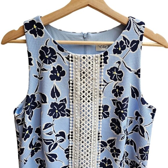 Eliza J Floral Shift Dress Light Blue & Navy Size S - Picture 6 of 12